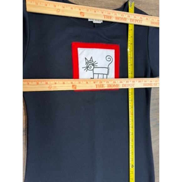 "POG" MADE IN USA Vtg Y2k Cat Art Dress SZ M Whimsical Lagenlook Signed PLZ READ - Picture 12 of 13